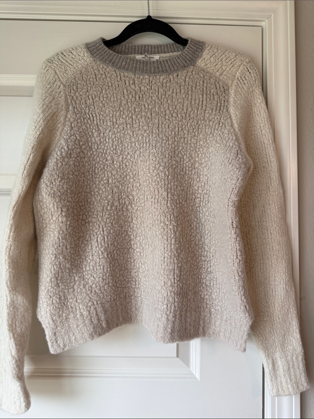 rag & bone Cream Textured Crewneck Sweater